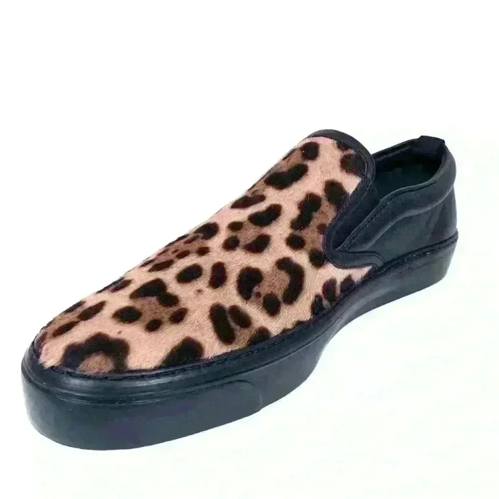 Men's Gucci Leopard Print Pony Hair Low-Top Slip-On Sneakers Size 12 - Picture 2 of 6